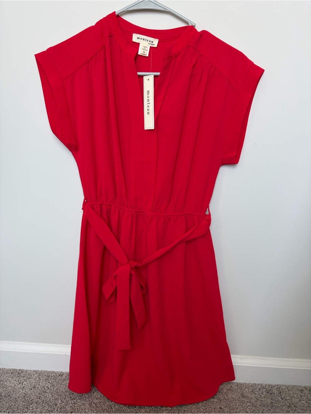 Monteau Los Angeles Women's Red Short Sleeve Mini Dress NWT